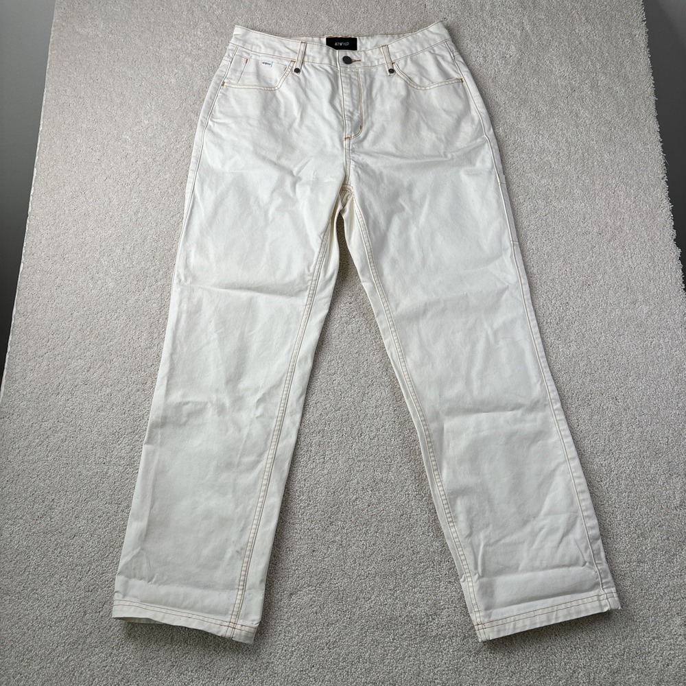 Atwyld Union Motorcycle Pants Women's 29 Biker Cordura Cream Chino Denim Jeans